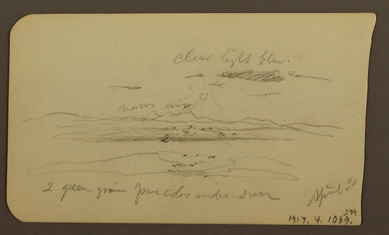Desenho, Paisagem de montanha, Figura; Verso: Paisagem, 30 de abril de 1885 de Frederic Edwin Church