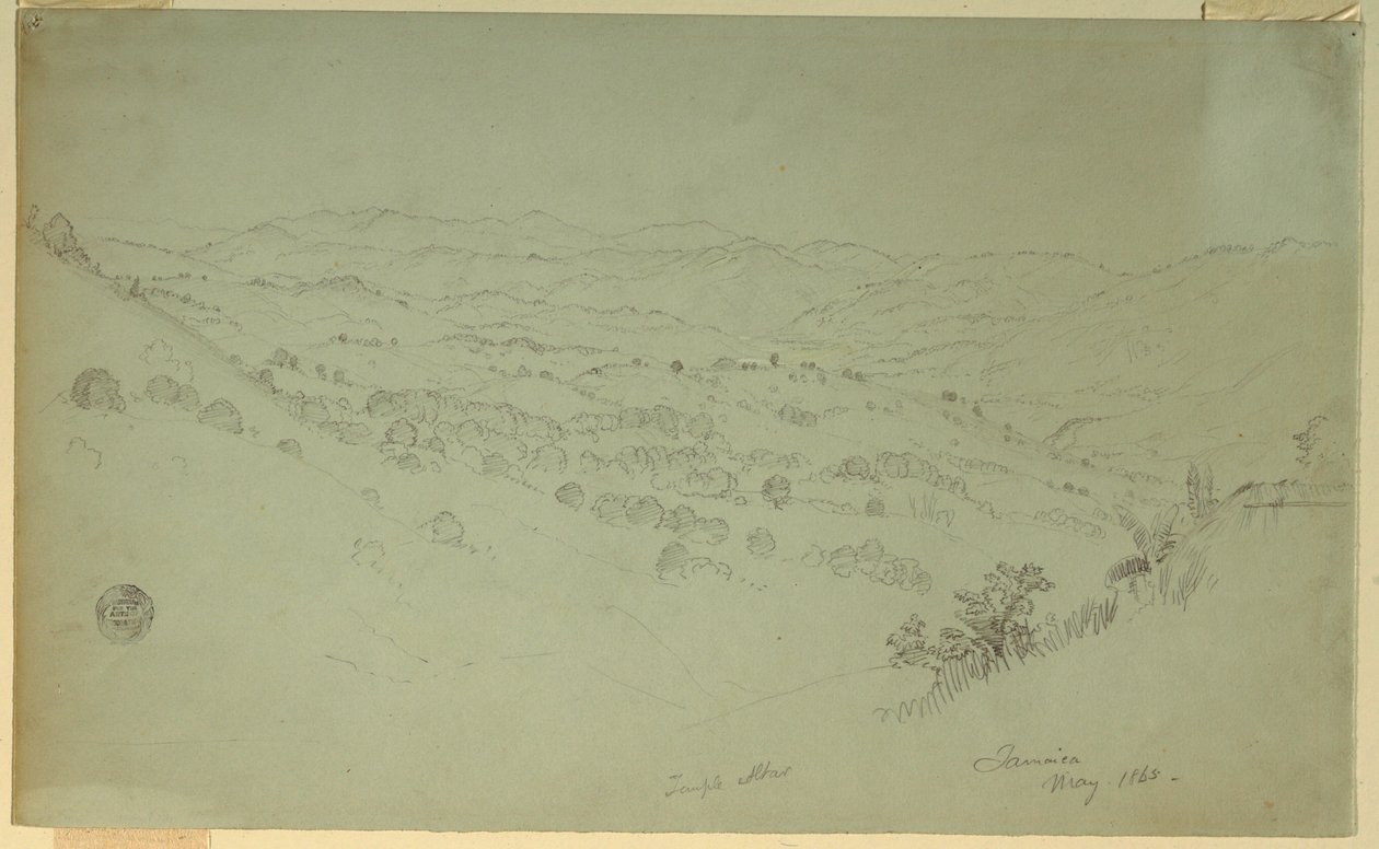 Desenho, Paisagem de montanha, Jamaica, 1865 de Frederic Edwin Church