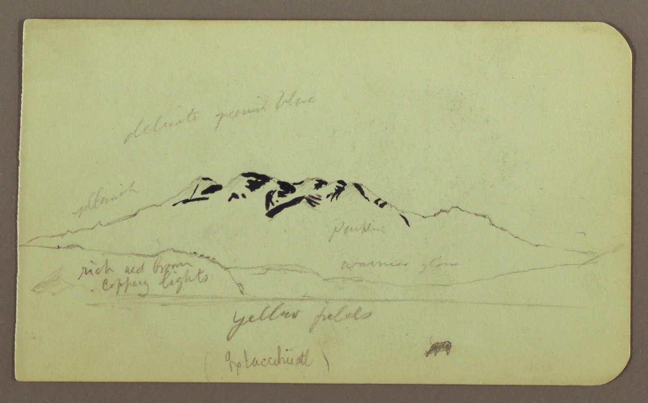 Desenho, Paisagem de montanha, "O Itaccihuatl"; Verso: Picos de montanha, 1883 de Frederic Edwin Church