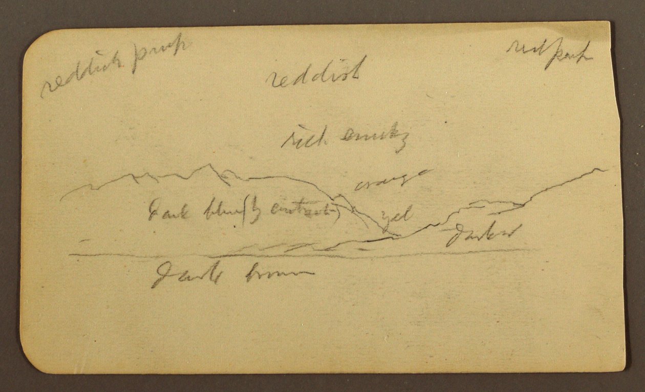 Desenho, Paisagem de montanha; Verso: Inscrições, 1885 de Frederic Edwin Church