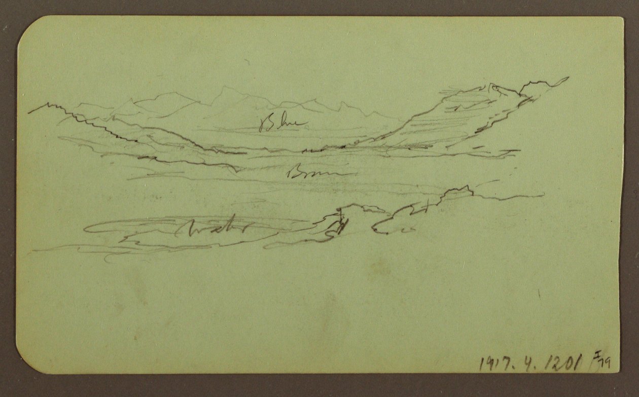 Desenho, Paisagem de montanha; Verso: Paisagem, 1883 de Frederic Edwin Church