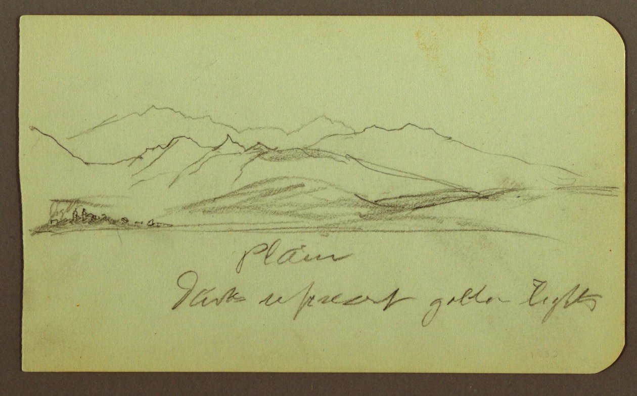 Desenho, Paisagem de montanha; Verso: Paisagem de montanha, Figura, 1883 de Frederic Edwin Church