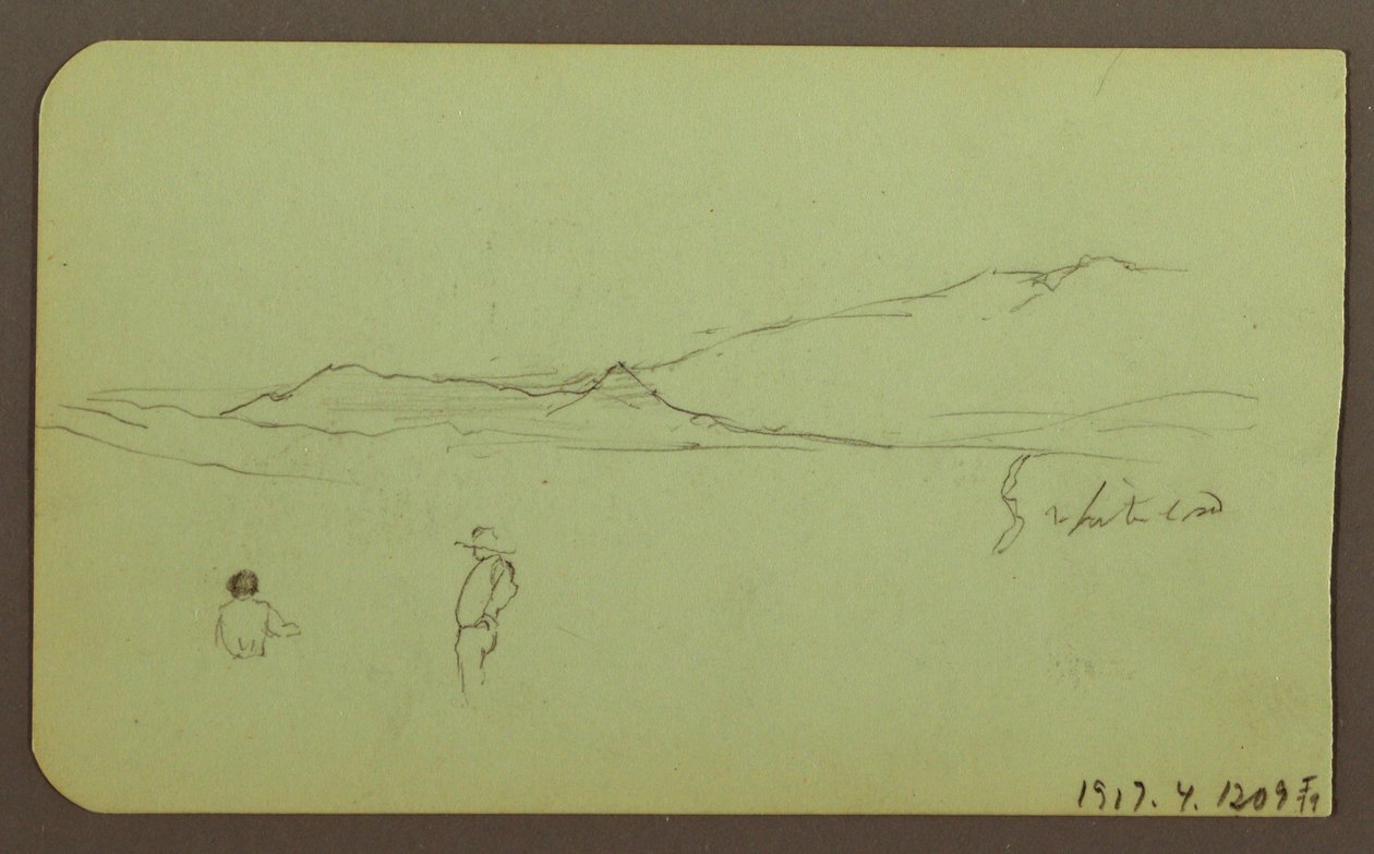 Desenho, Paisagem de montanha; Verso: Paisagem de montanha, Figura, 1883 de Frederic Edwin Church