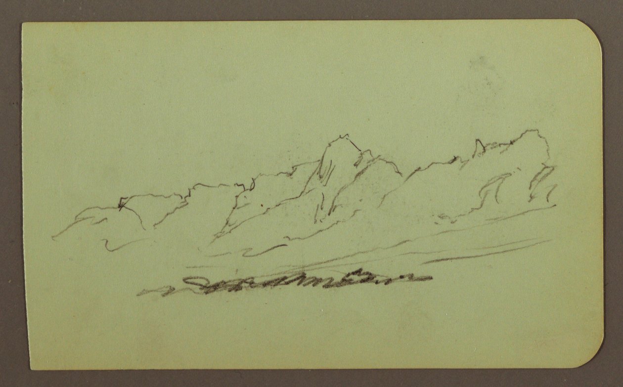 Desenho, Paisagem de montanha; Verso: Cordilheira, Figura, 1883 de Frederic Edwin Church