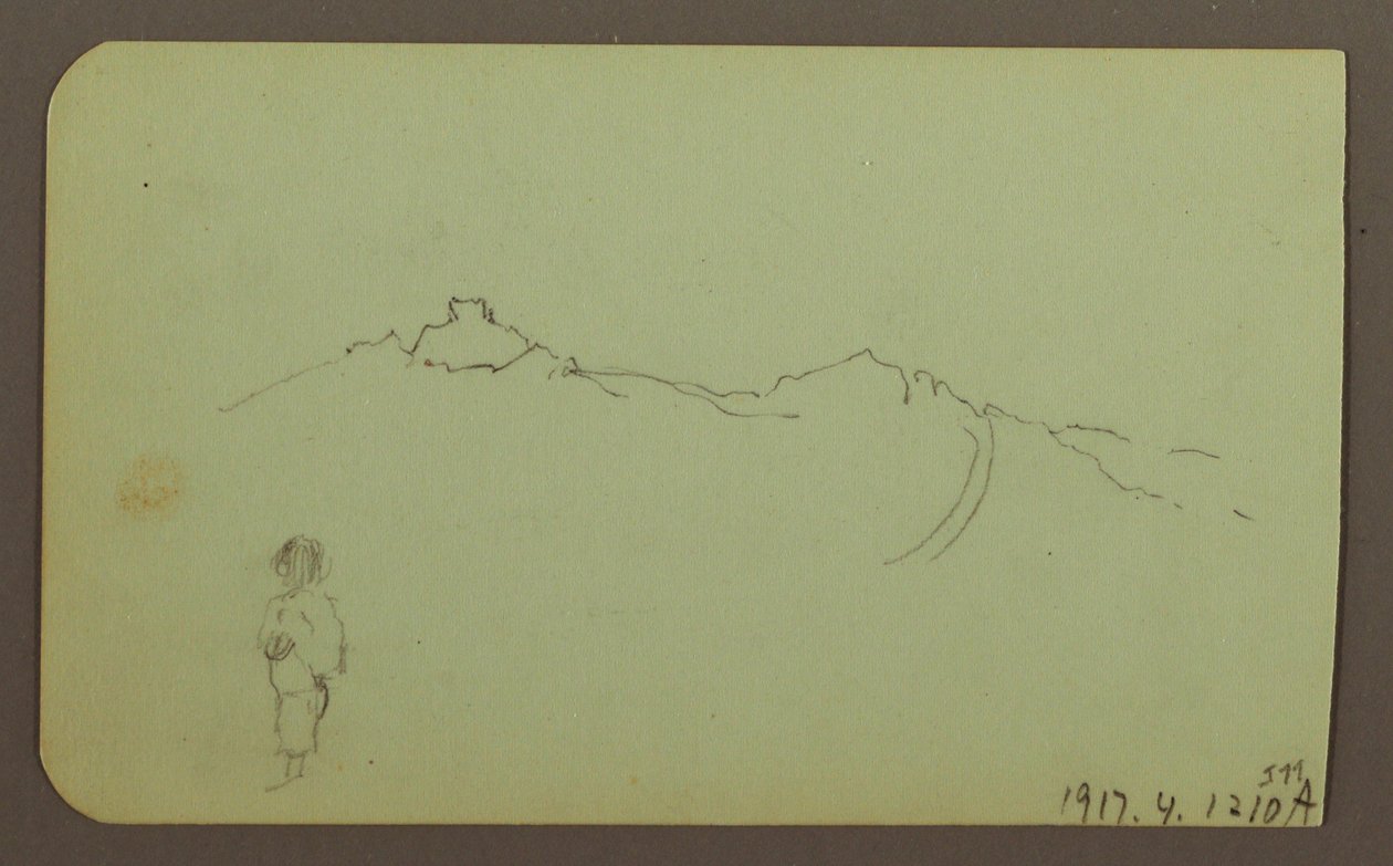 Desenho, Paisagem de montanha; Verso: Cordilheira, Figura, 1883 de Frederic Edwin Church