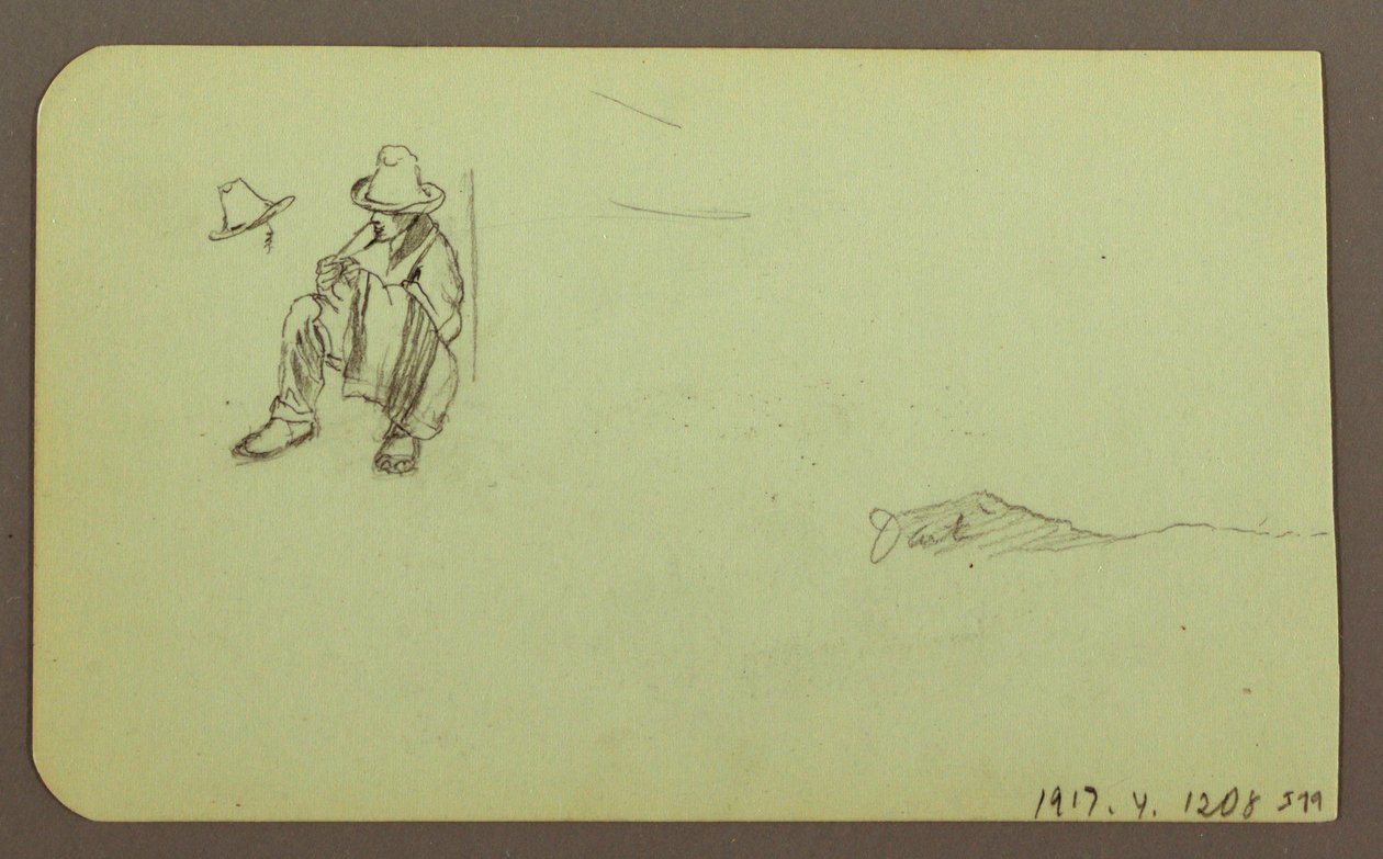 Desenho, Paisagem de montanha; Verso: Figura sentada, montanha, 1883 de Frederic Edwin Church