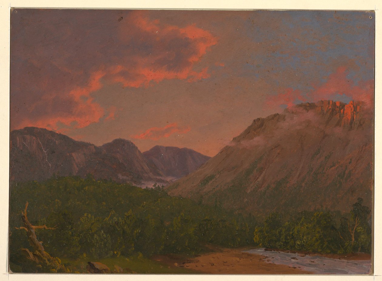 Desenho, Paisagem de montanha ao pôr do sol, 1865 de Frederic Edwin Church