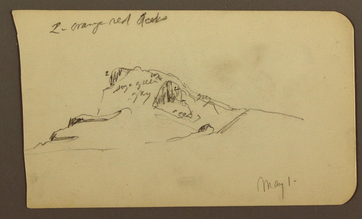 Desenho, Pico da Montanha; Verso: Cordilheira Rugosa, 1 de maio de 1885 de Frederic Edwin Church
