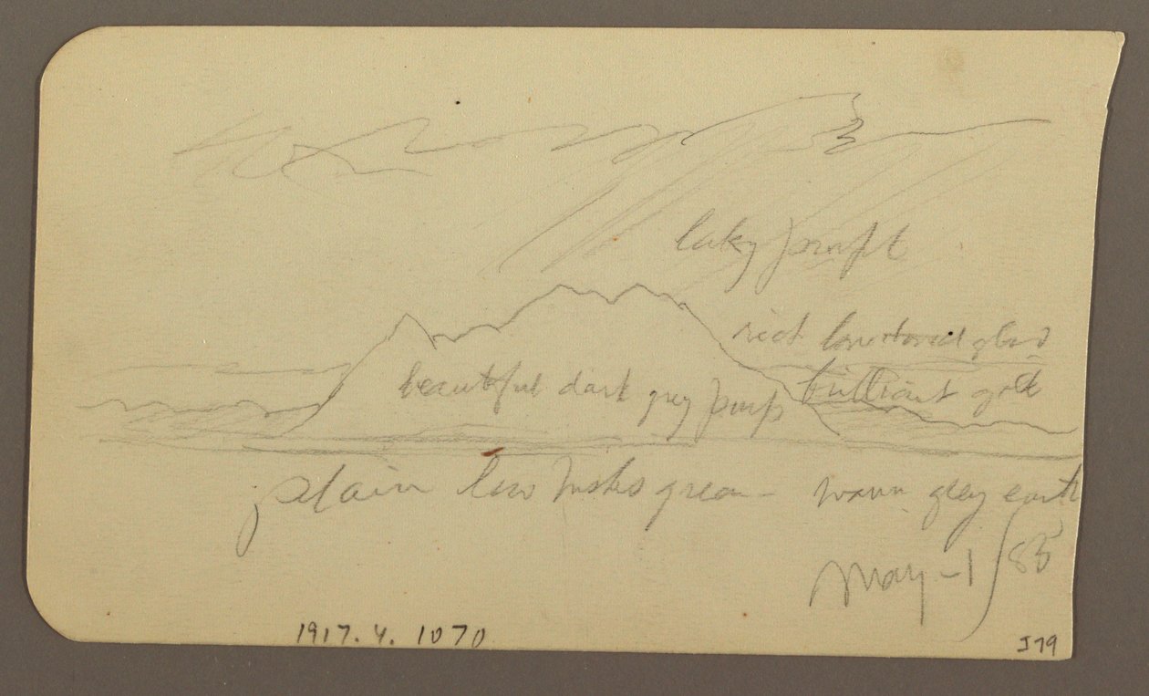 Desenho, Pico da Montanha; Verso: Cordilheira Rugosa, 1 de maio de 1885 de Frederic Edwin Church