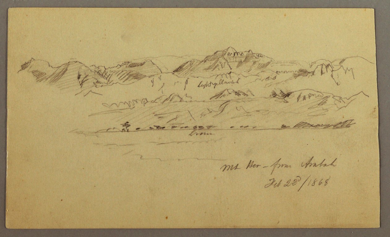 Desenho, Mountain Peaks, 22 de fevereiro de 1868 de Frederic Edwin Church