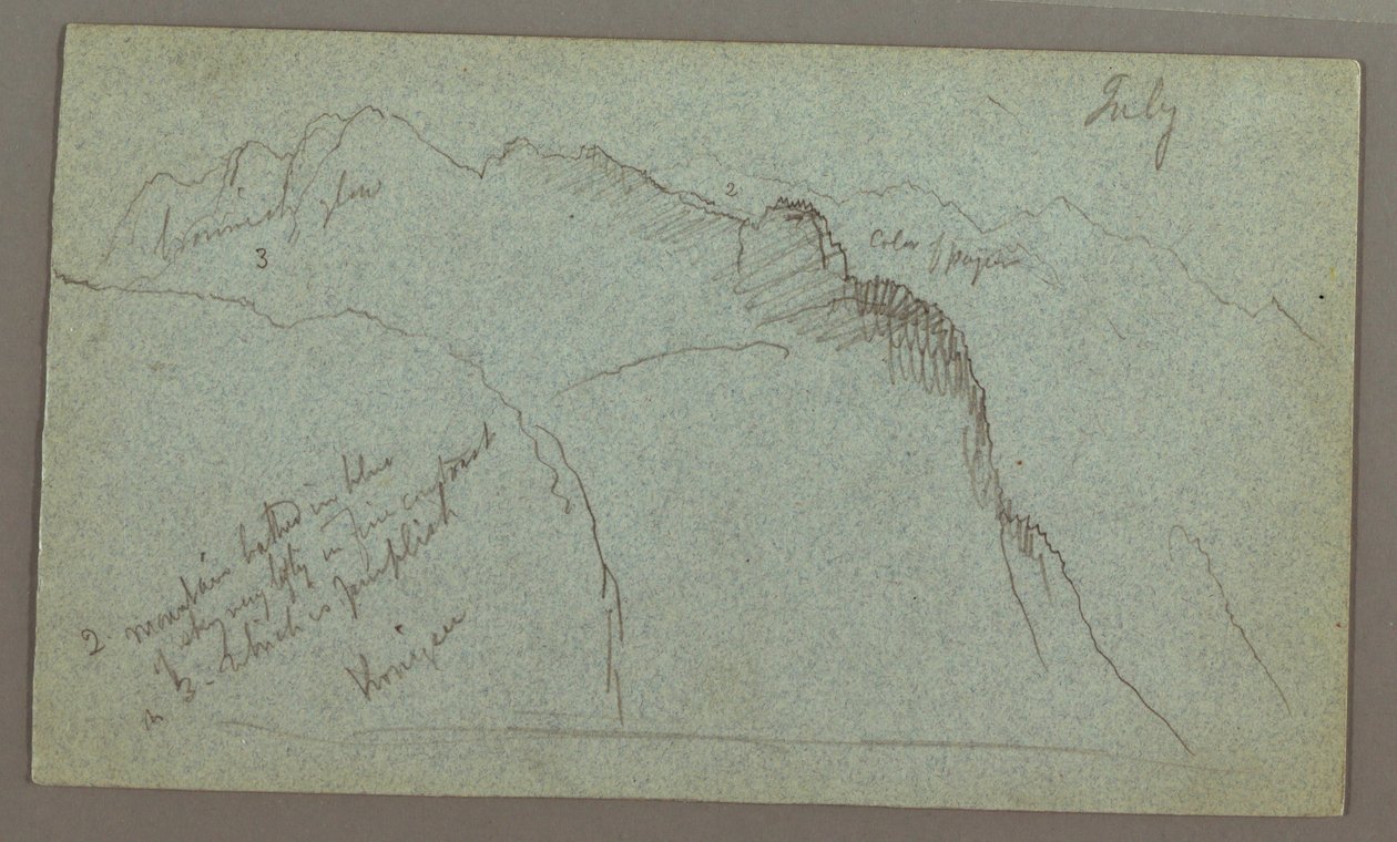 Desenho, Picos da Montanha, possivelmente em julho de 1868 de Frederic Edwin Church