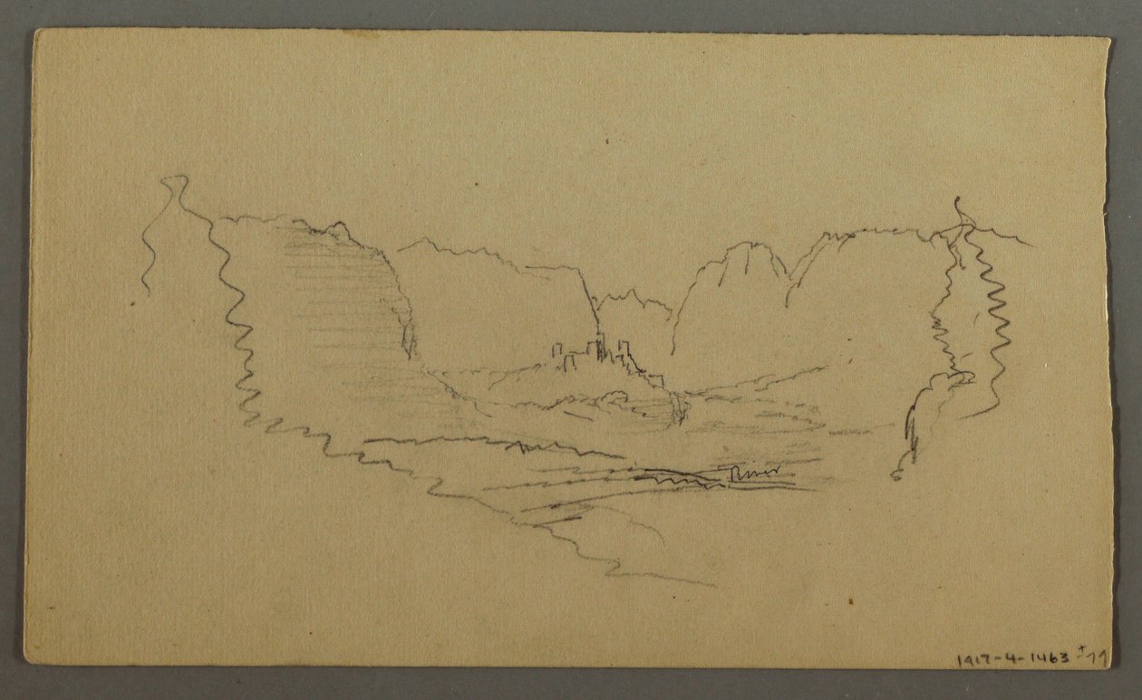 Desenho, Picos da montanha, Santuário à beira da estrada, agosto de 1868 de Frederic Edwin Church