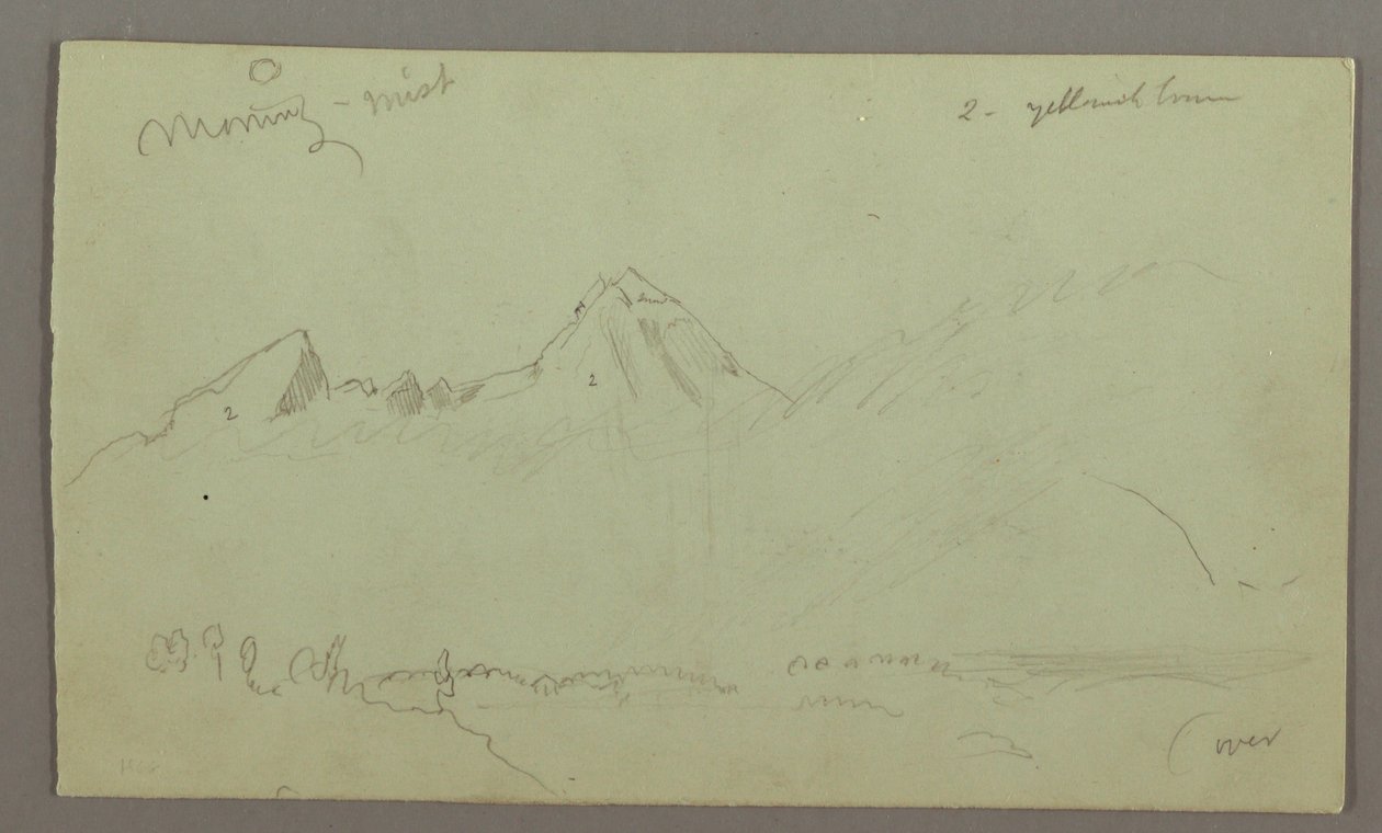 Desenho, Picos de Montanha, possivelmente 1868 de Frederic Edwin Church