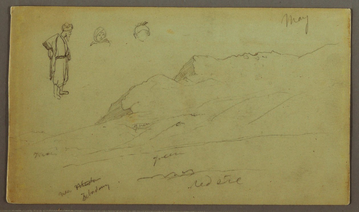 Desenho, Cordilheira, Estudos de figuras, possivelmente em maio de 1868 de Frederic Edwin Church