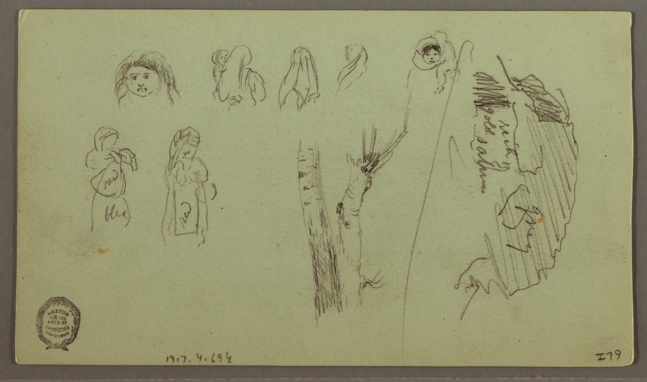 Desenho, Cordilheira, Estudos de figuras, possivelmente em maio de 1868 de Frederic Edwin Church