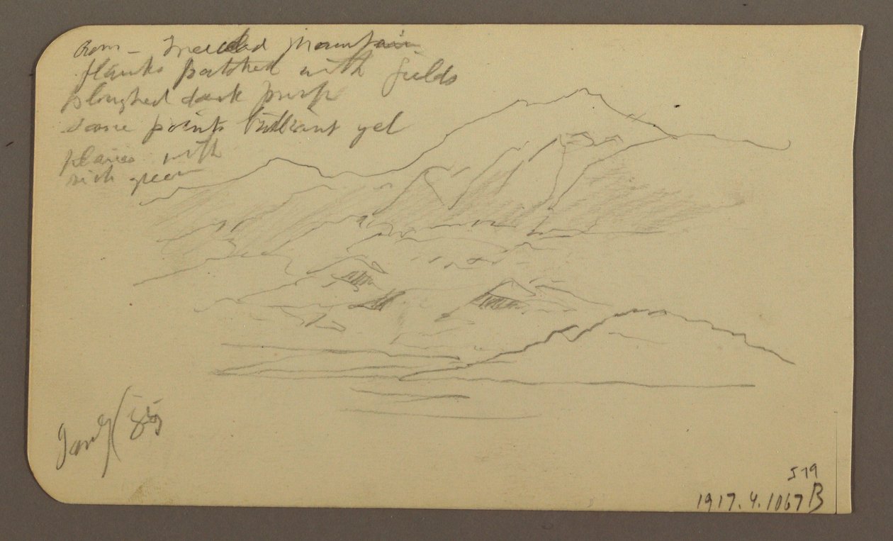 Desenho, Cordilheira, Toluca; Verso: Cordilheira, Toluca, 7 de janeiro de 1885 de Frederic Edwin Church