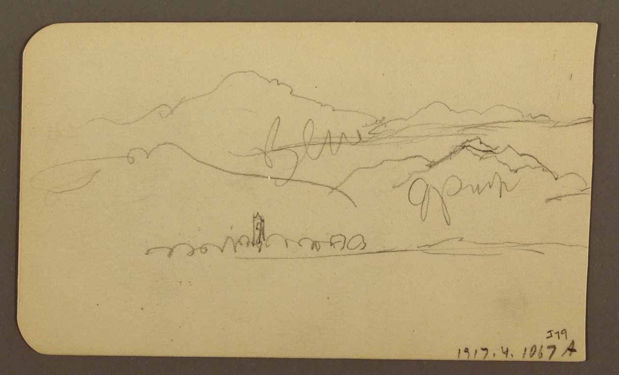 Desenho, Cordilheira, Toluca; Verso: Steeple, Cordilheira, Toluca, 7 de janeiro de 1885 de Frederic Edwin Church