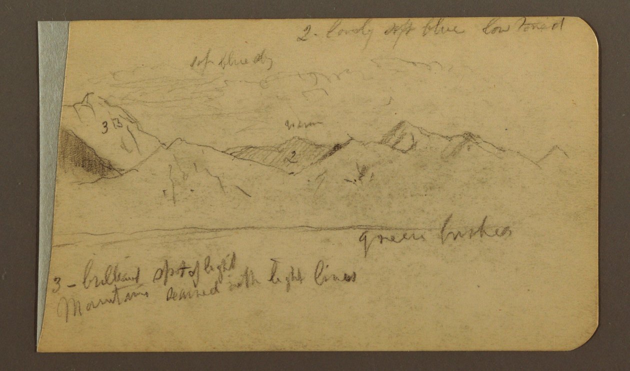 Desenho, Cordilheira; Verso: Montanhas, céu nublado, 1889 de Frederic Edwin Church