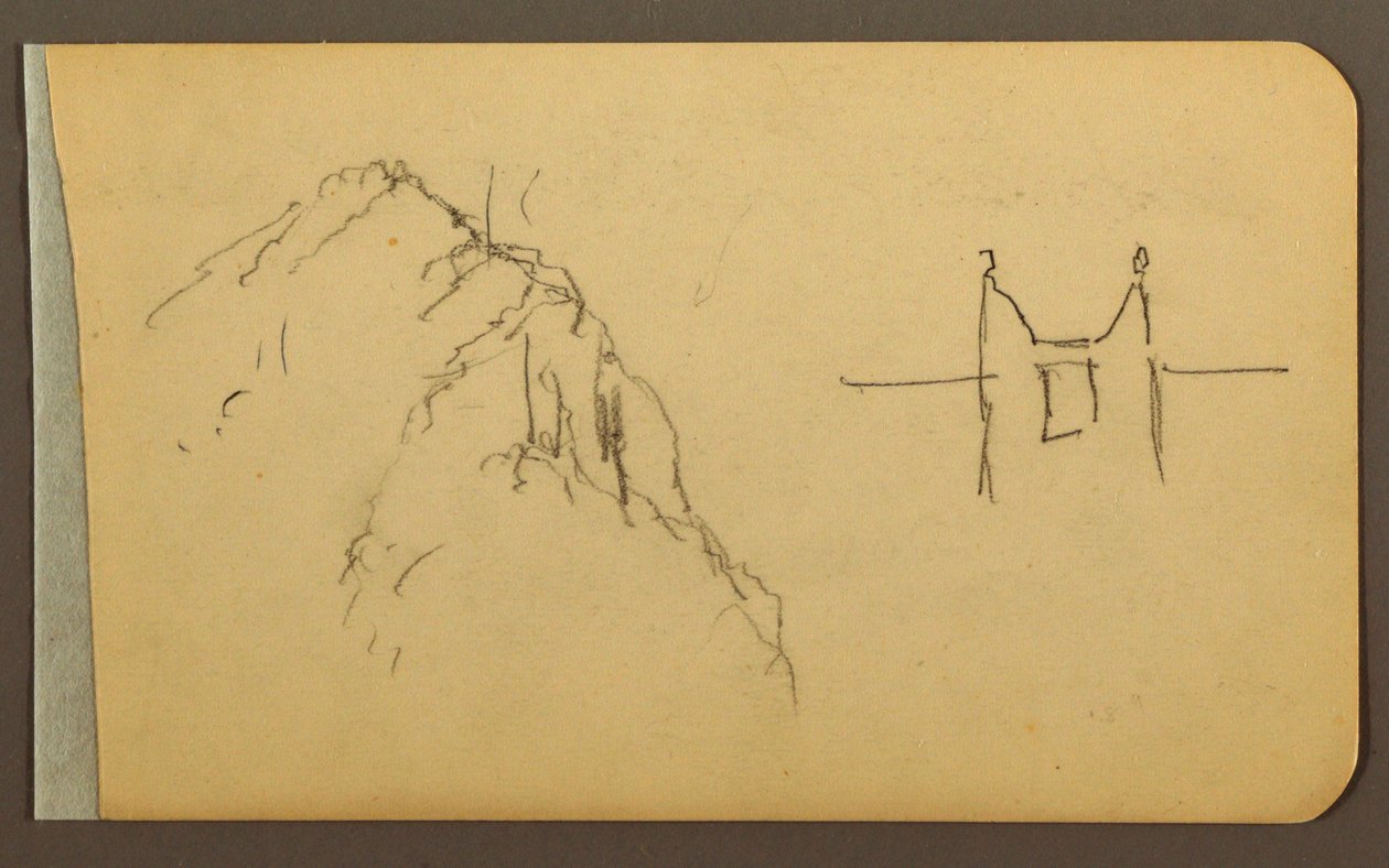 Desenho, Lado da montanha, torre; Verso: Lado da montanha, 1889 de Frederic Edwin Church