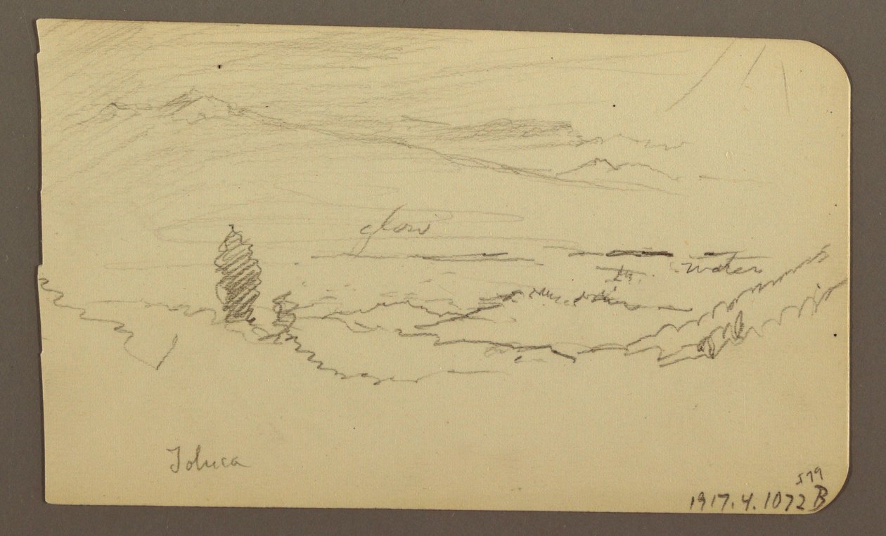Desenho, Paisagem de montanha, Toluca; Verso: Montanha, Toluca, 20 de abril de 1885 de Frederic Edwin Church