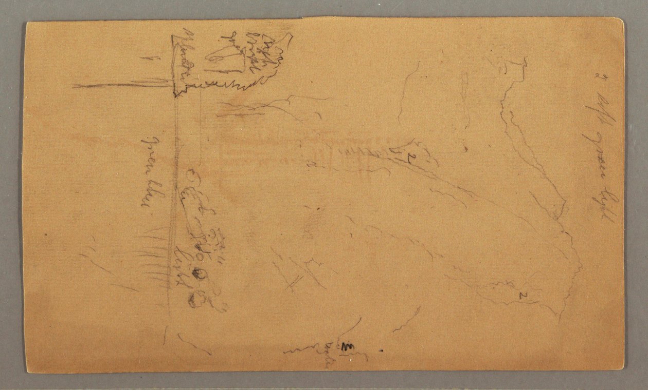Desenho, Montanhas que se erguem acima do lago, julho, possivelmente 1868 de Frederic Edwin Church