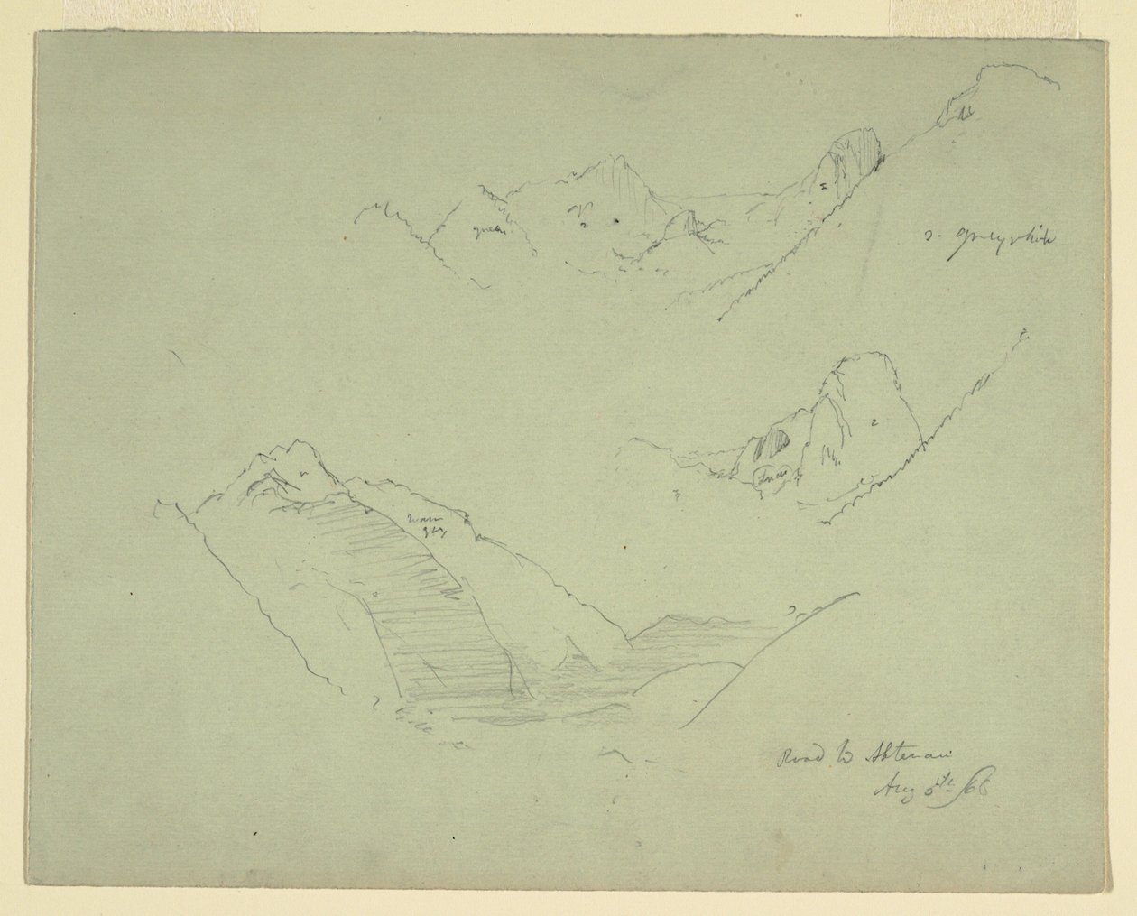 Desenho, Montanhas perto de Abtenau, Salzkammergut, 5 de agosto de 1868 de Frederic Edwin Church