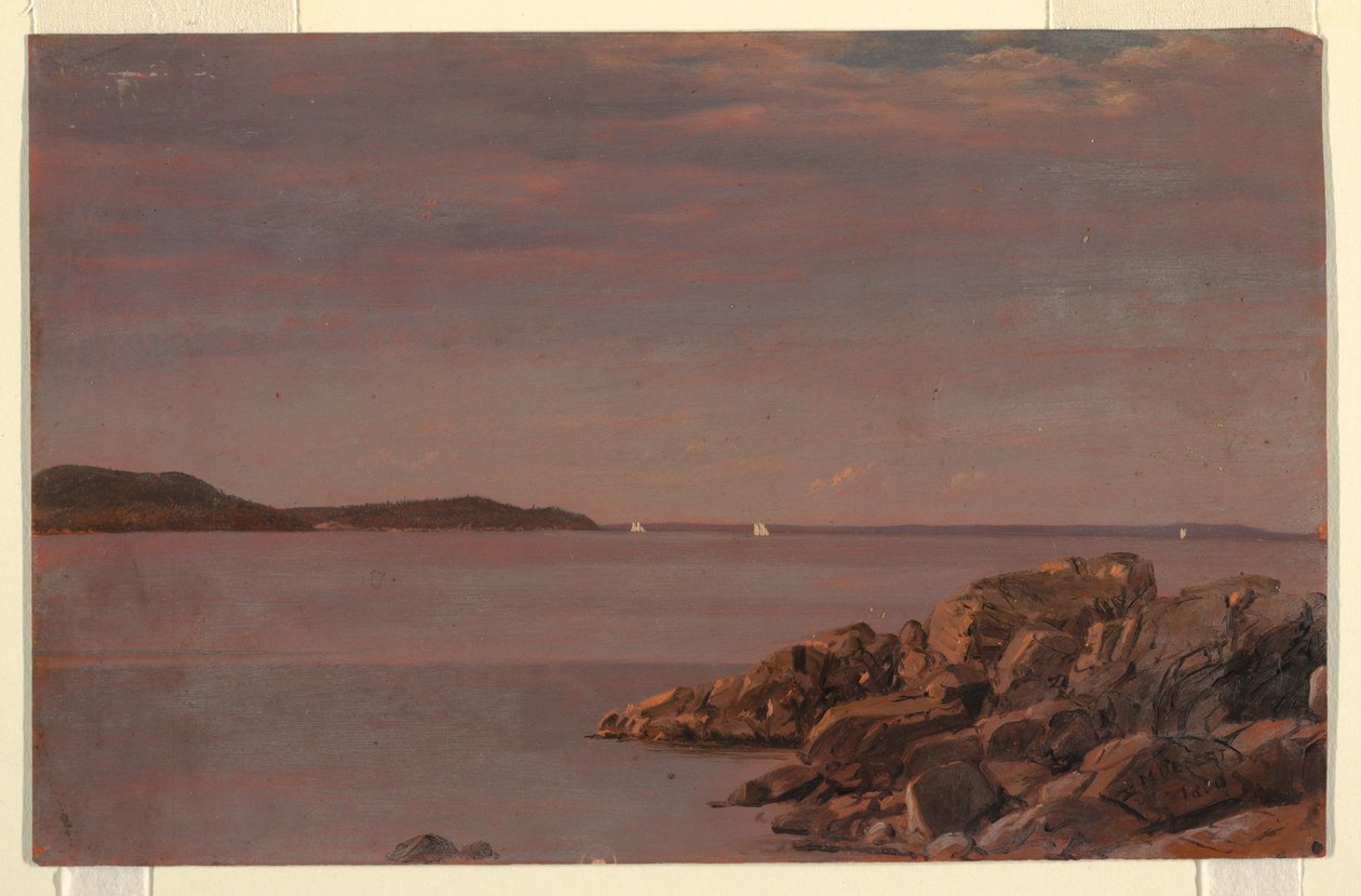 Desenho, Ilha do Monte Deserto, Costa do Maine, 1850 de Frederic Edwin Church