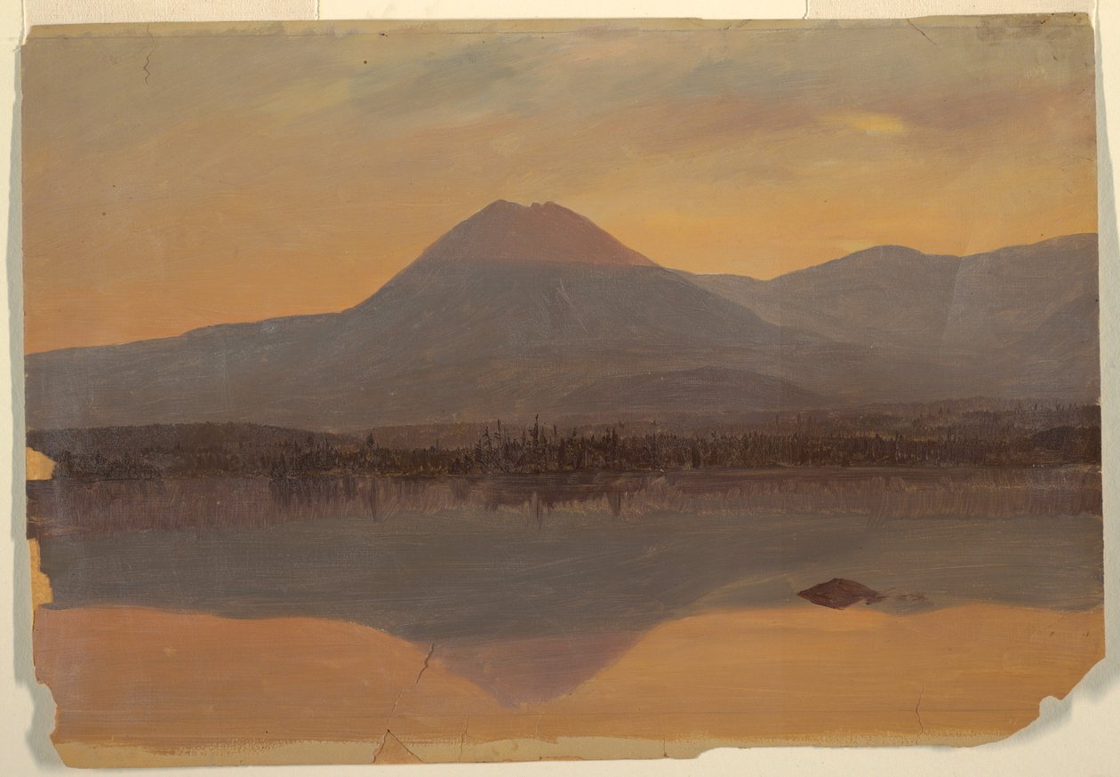 Desenho, Mt. Katahdin a partir do Lago Katahdin, 1860-70 de Frederic Edwin Church