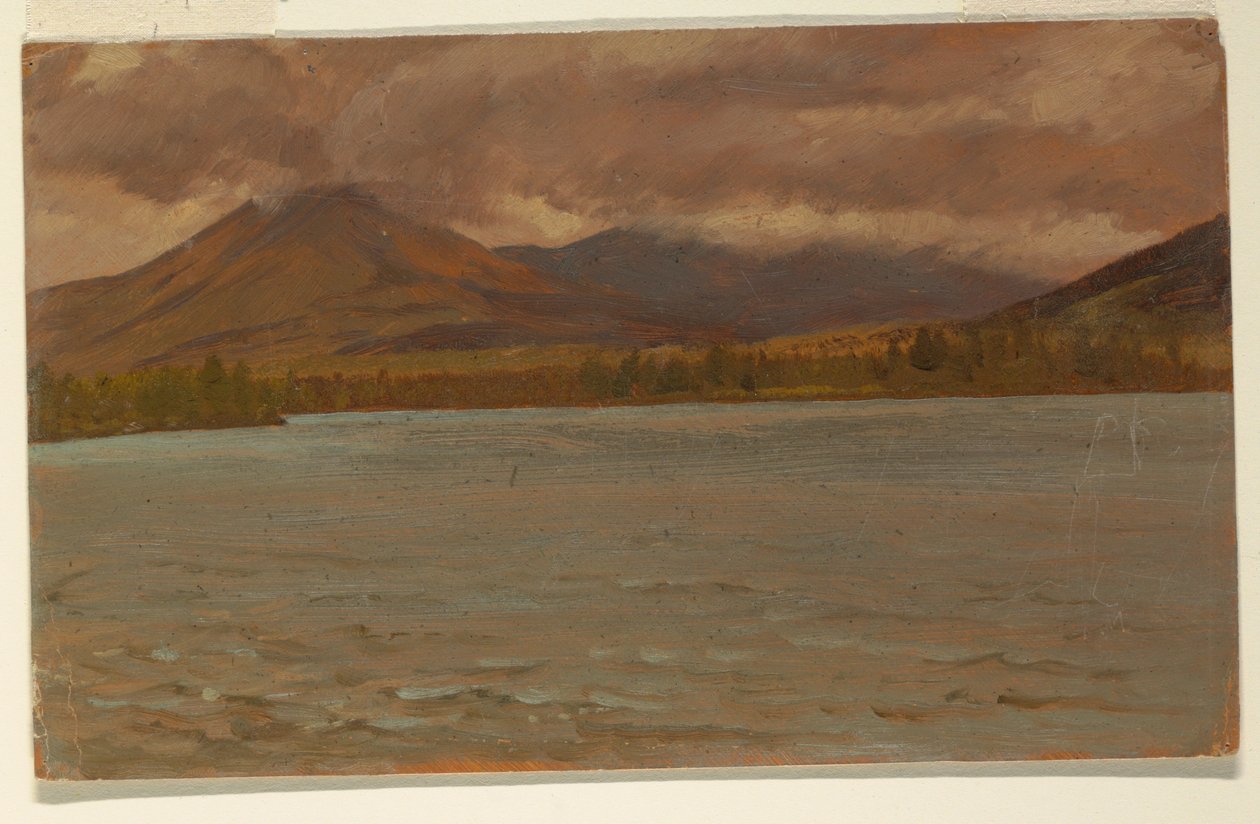 Desenho, Mt. Katahdin a partir do Lago Katahdin, 1860-70 de Frederic Edwin Church