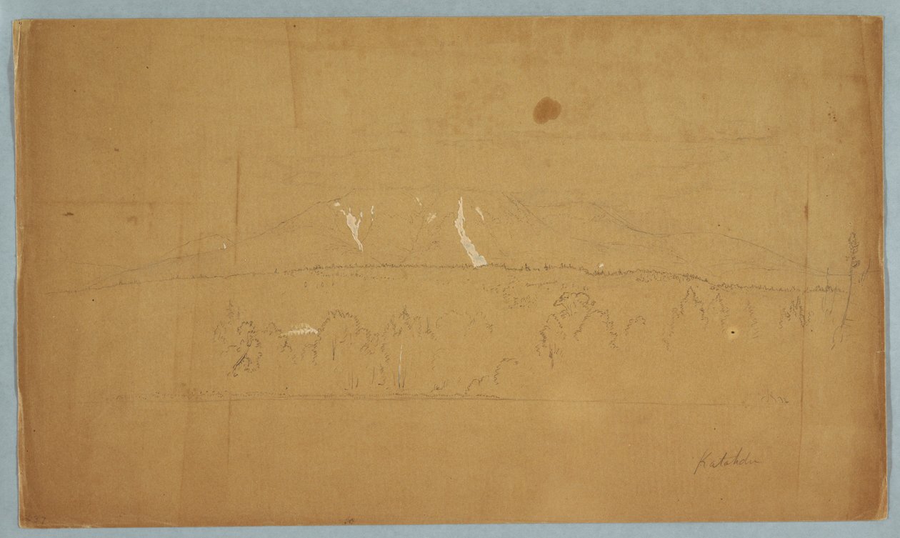 Desenho, Monte Katahdin, a partir do Lago Katahdin, Maine, 1852 de Frederic Edwin Church