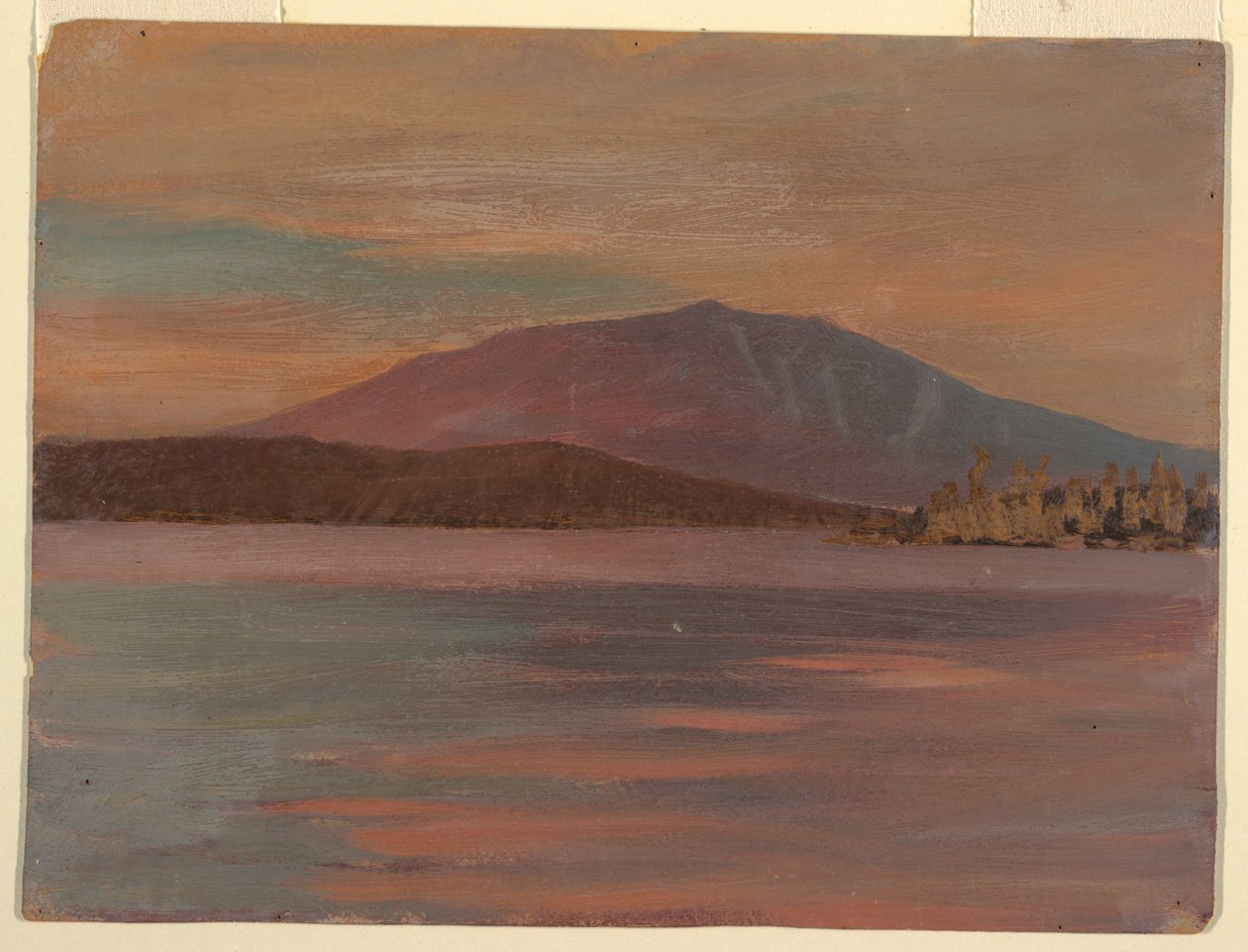 Desenho, Monte Katahdin a partir de Togue Pond, 1877 de Frederic Edwin Church