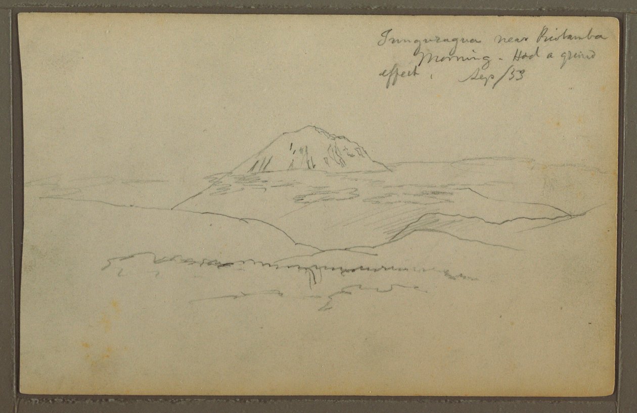 Desenho, Monte Tunguragua, Riobamba, Equador, setembro de 1853 de Frederic Edwin Church