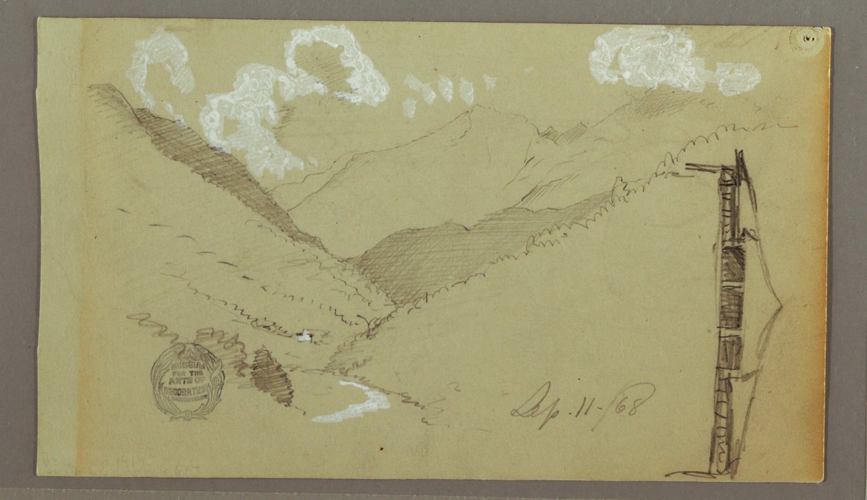 Desenho, Vale Estreito, Edifício, 11 de setembro de 1803 de Frederic Edwin Church