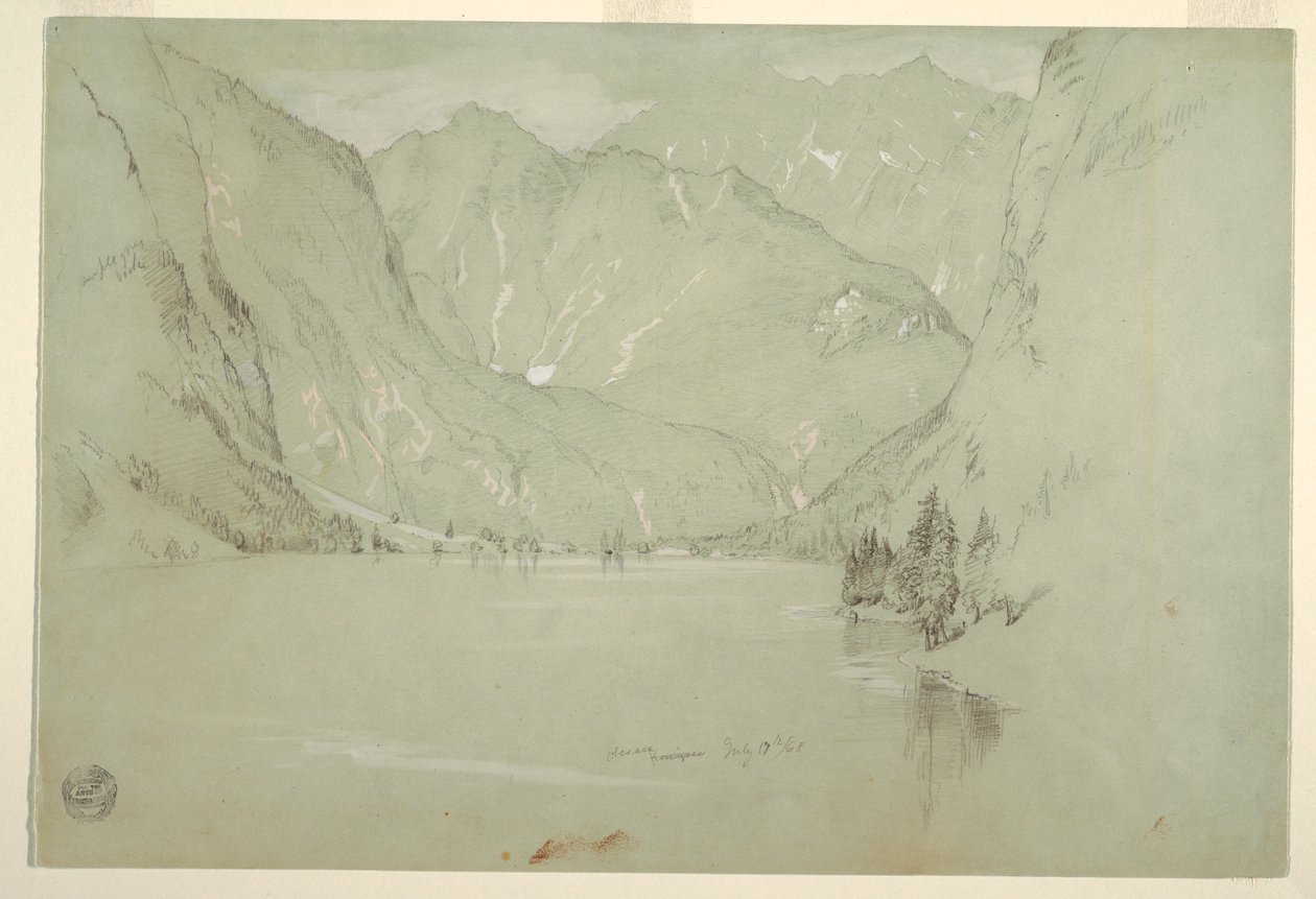 Desenho, Obersee, Berchtesgaden, Baviera, 17 de julho de 1868 de Frederic Edwin Church