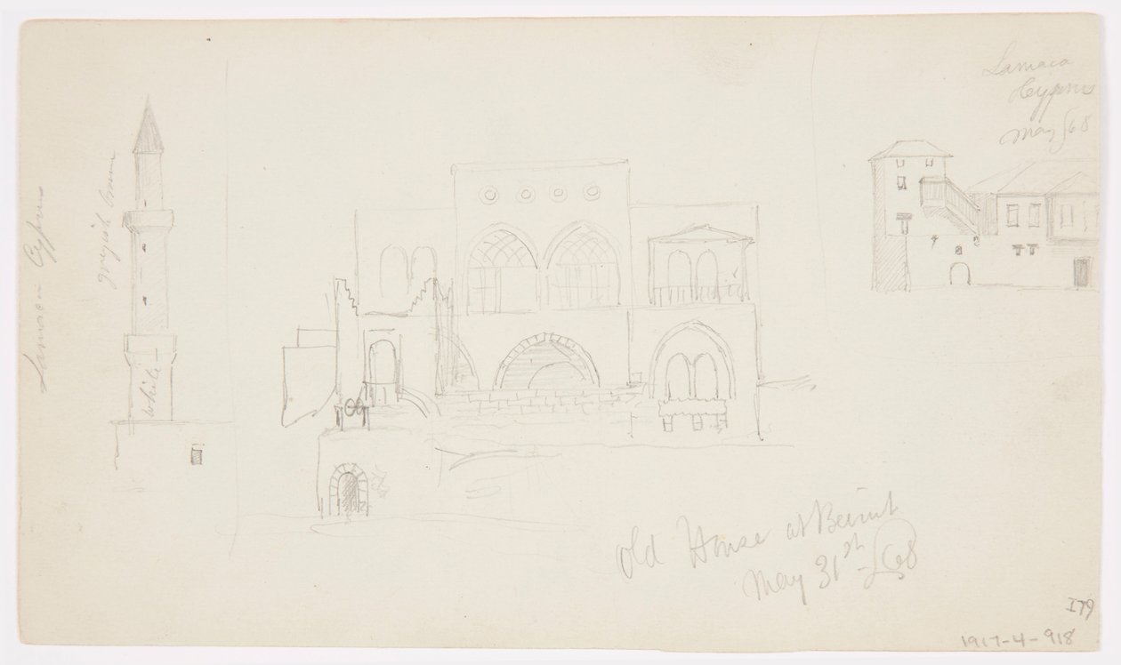 Desenho, Casa antiga, Beirute, 1868 de Frederic Edwin Church