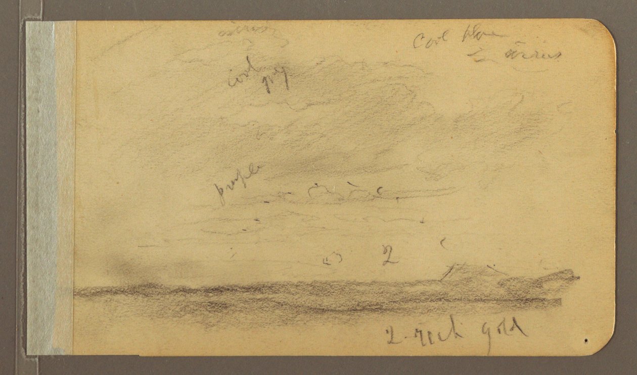Desenho, Orizaba; Verso: Céu nublado, telhado, 1889 de Frederic Edwin Church