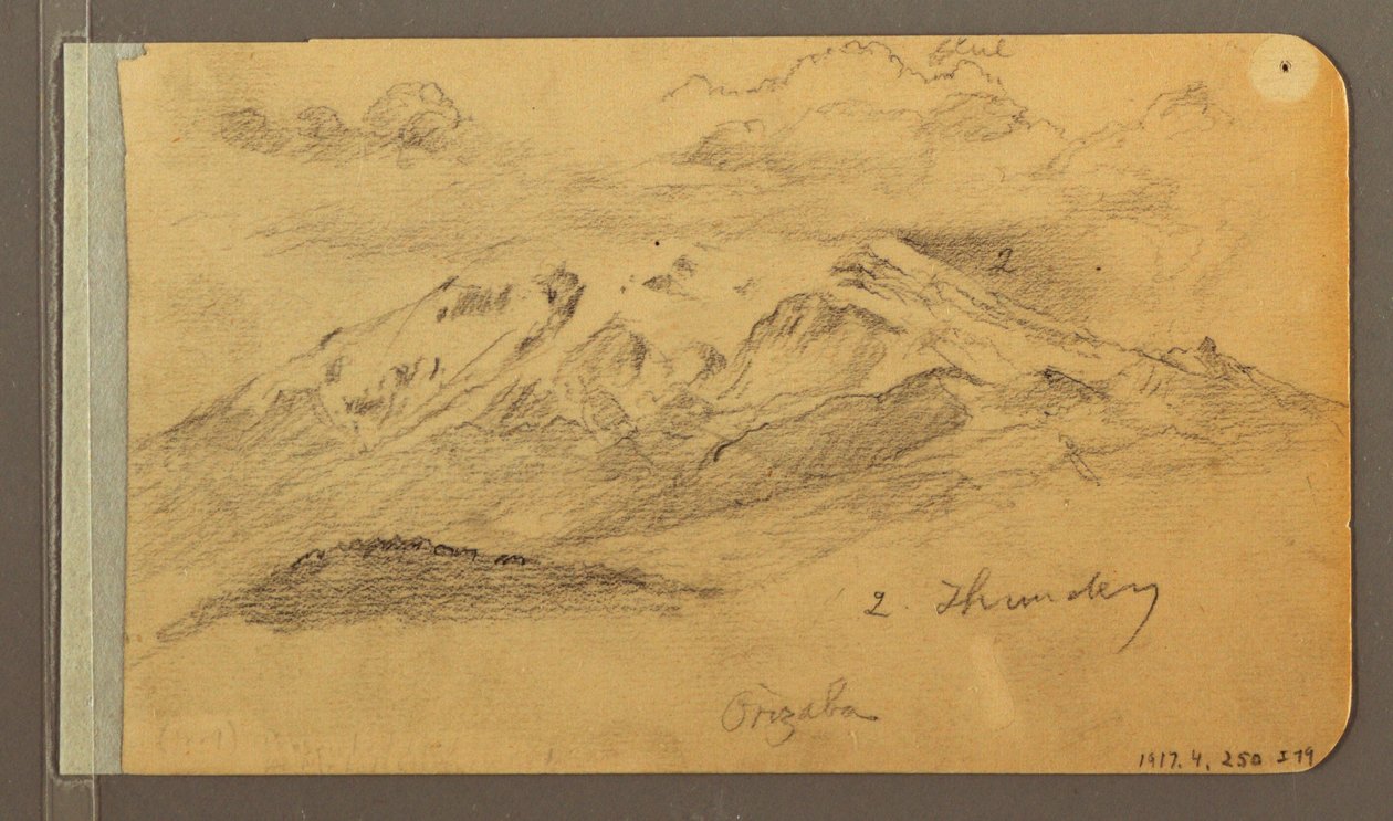 Desenho, Orizaba; Verso: Céu nublado, telhado, 1889 de Frederic Edwin Church