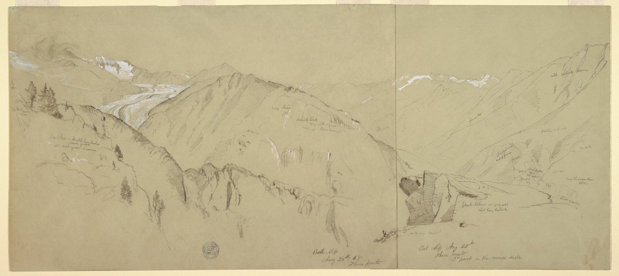 Desenho, Vista panorâmica de Bel Arp, 1868 de Frederic Edwin Church