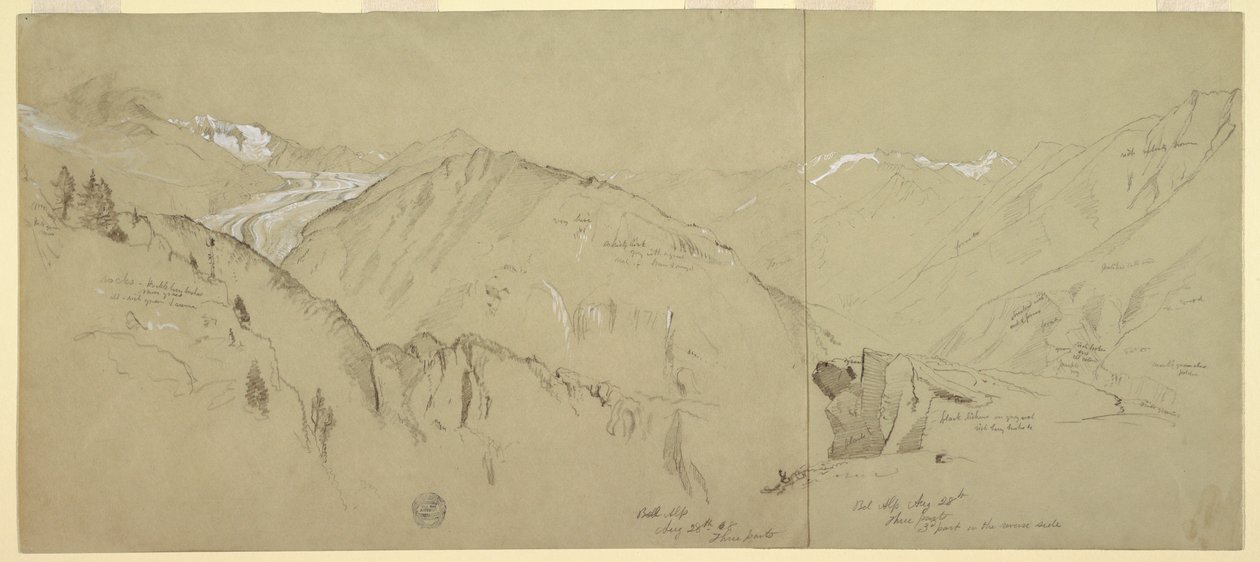 Desenho, Vista panorâmica de Bel Arp, 1868 de Frederic Edwin Church