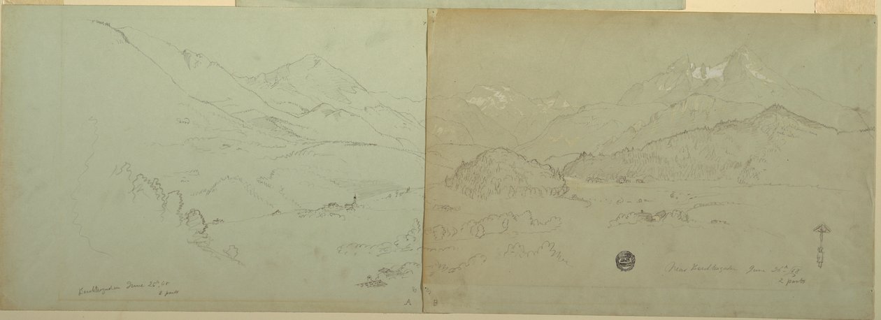 Desenho, Vista panorâmica de Unter-Schönau, 1868 de Frederic Edwin Church