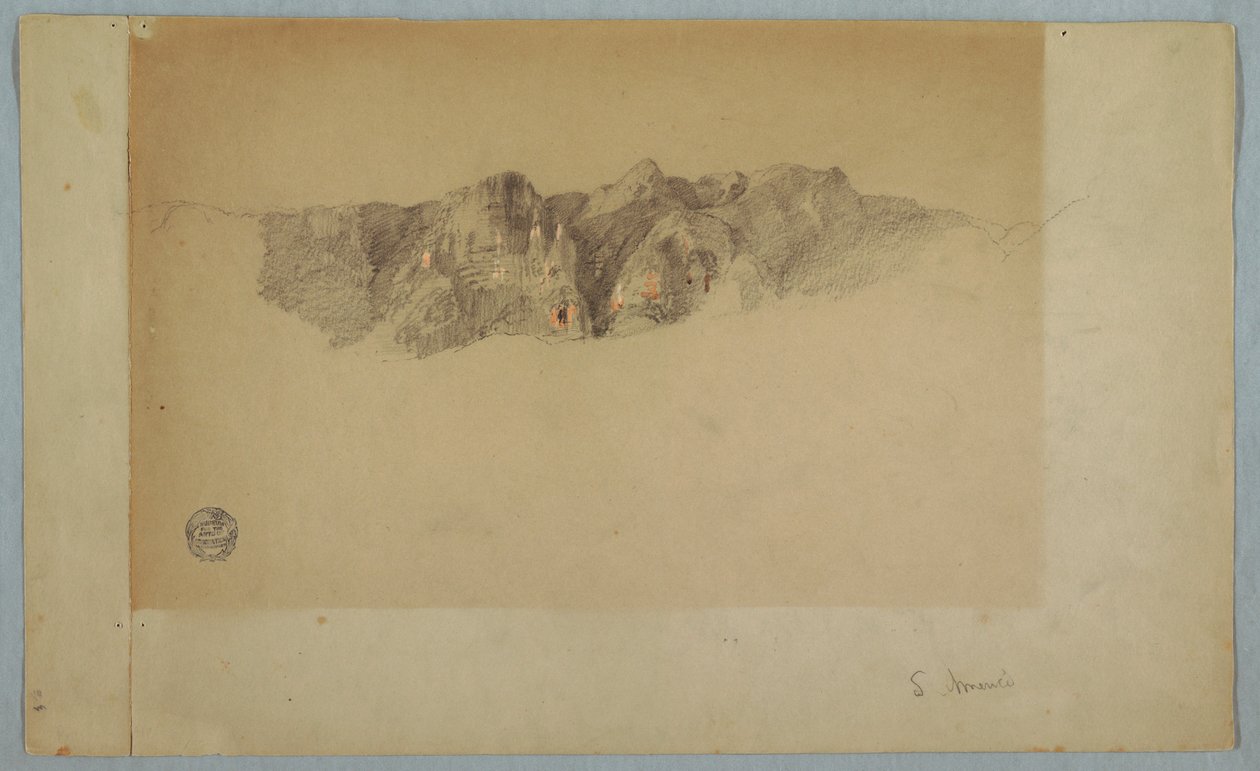 Desenho, Parte de uma Cordilheira Riftada, Provavelmente Equador ou Colômbia, 1853 ou 1857 de Frederic Edwin Church