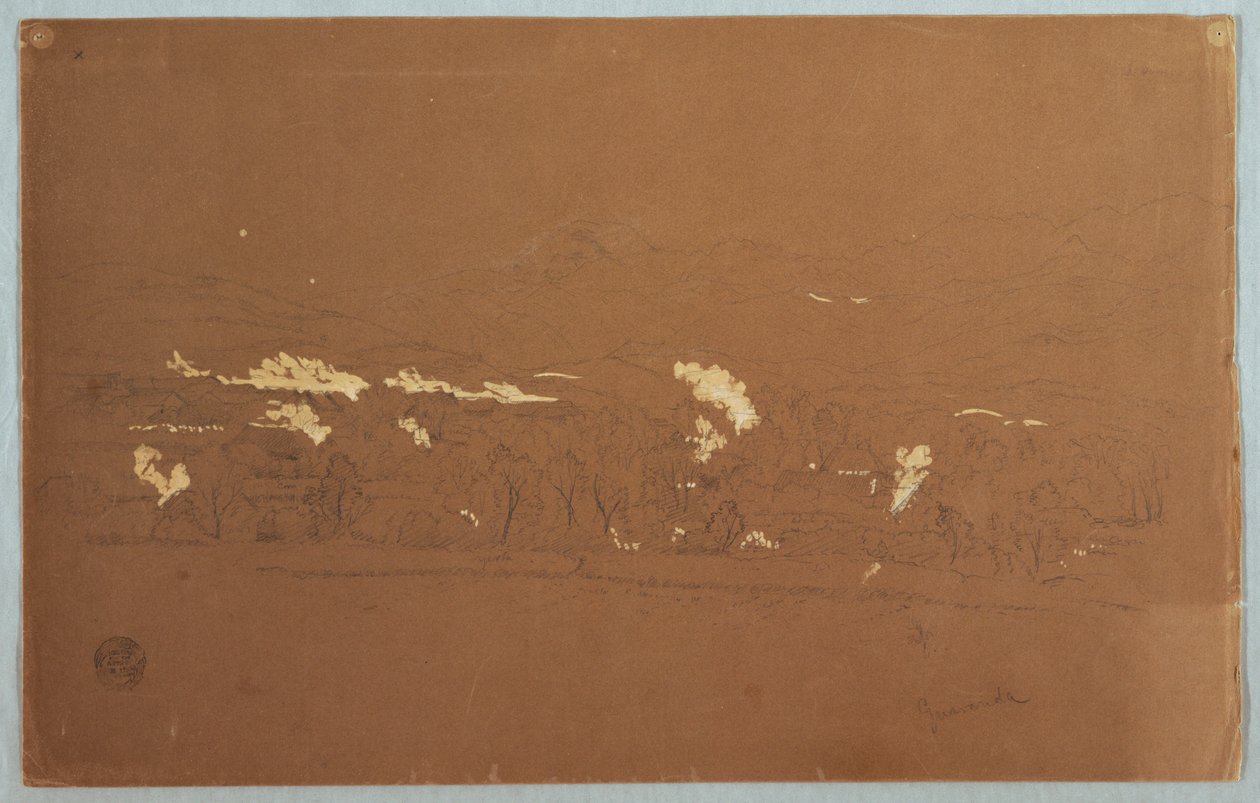 Desenho, Vista parcial de Guaranda, Equador, 3 de junho de 1857 de Frederic Edwin Church