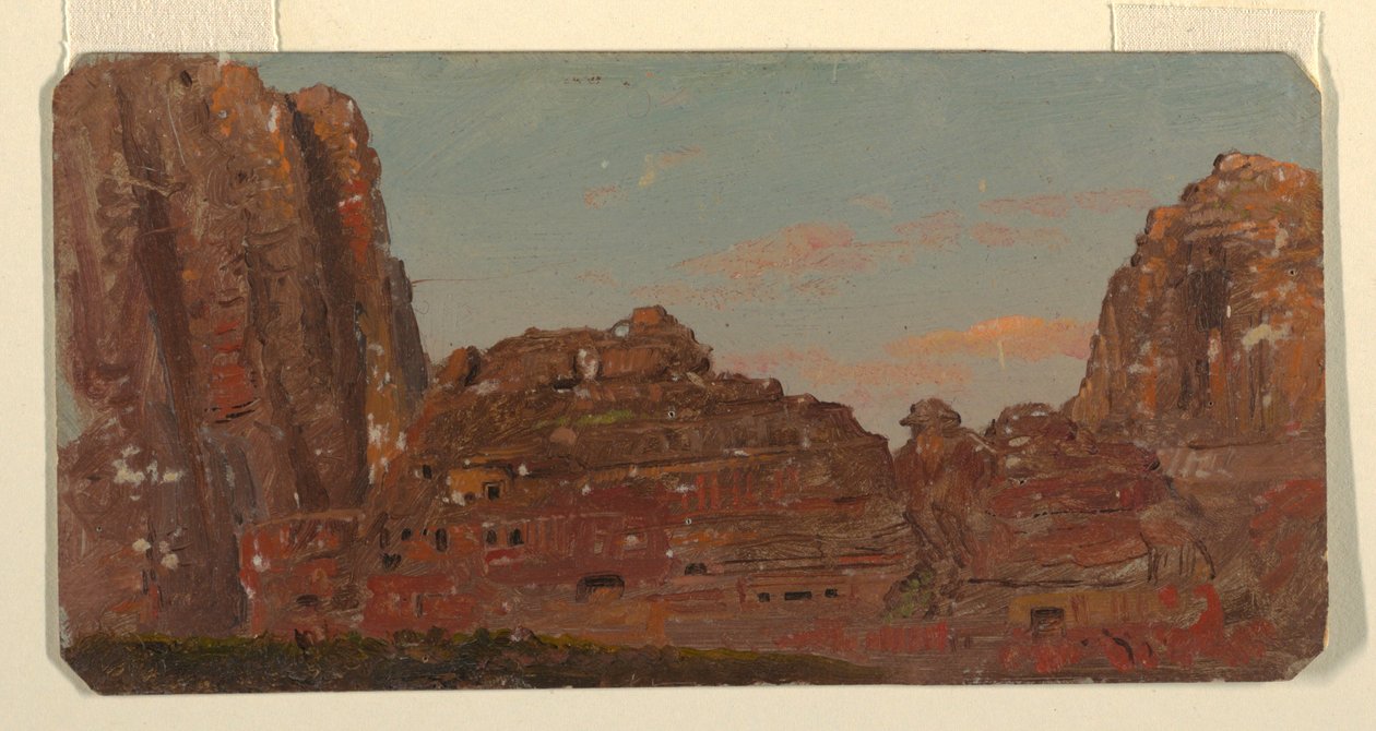 Desenho, Petra, câmaras rochosas de Khirbet en-Nasara, fevereiro de 1868 de Frederic Edwin Church