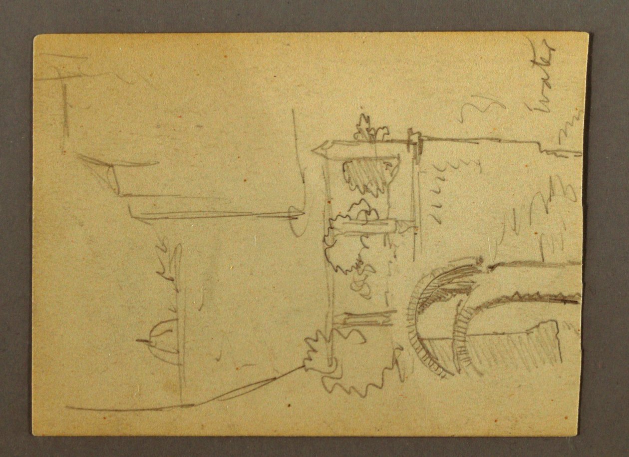 Desenho, Pilazzo sobre a água, possivelmente 1868-69 de Frederic Edwin Church