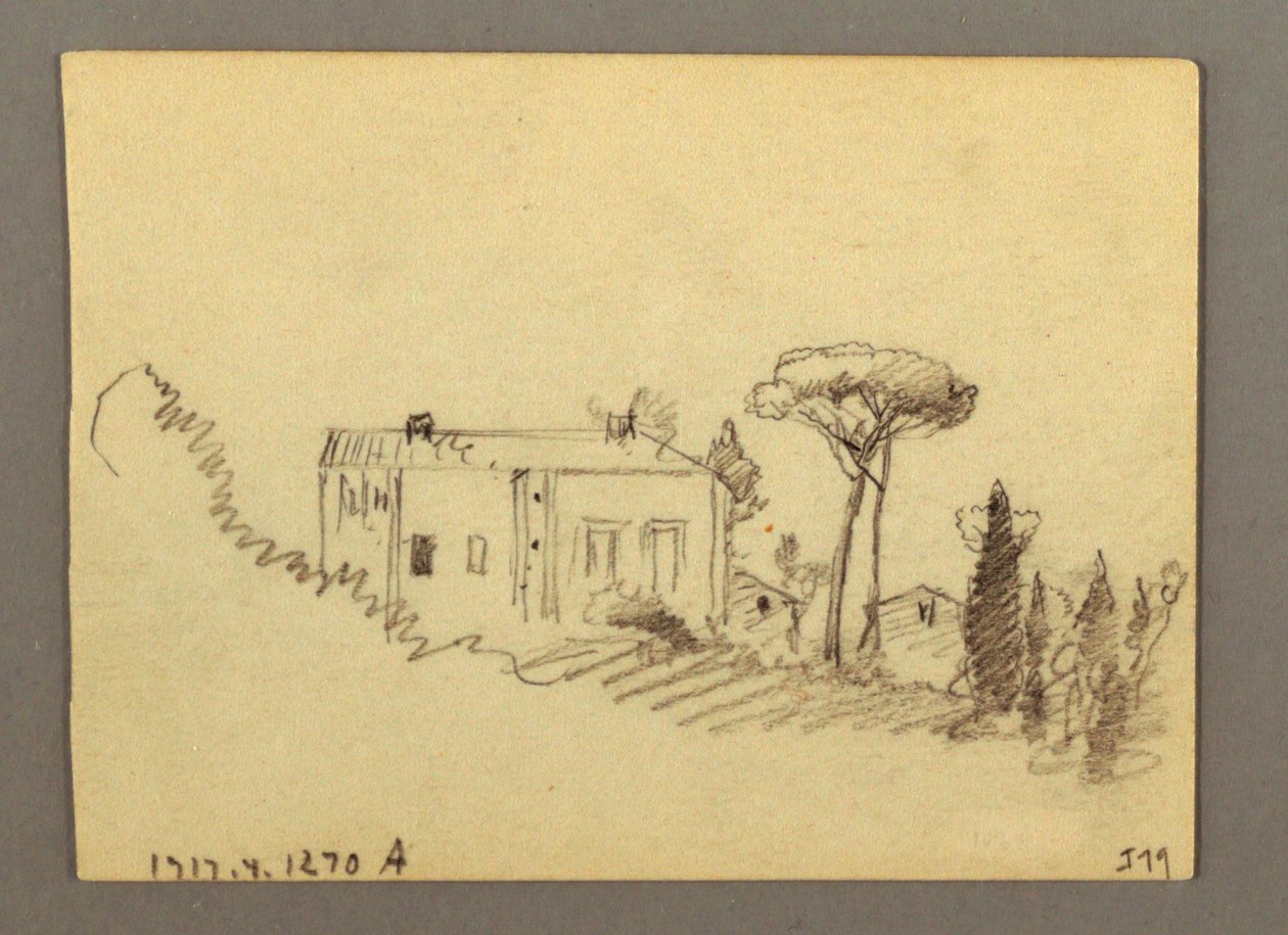 Desenho, Pilazzo sobre a água, possivelmente 1868-69 de Frederic Edwin Church