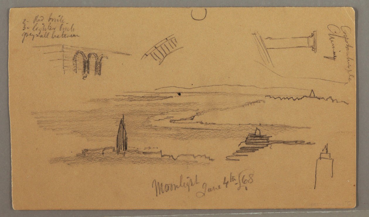 Desenho, Planícies, Estudos de Arquitetura, 4 de junho de 1868 de Frederic Edwin Church