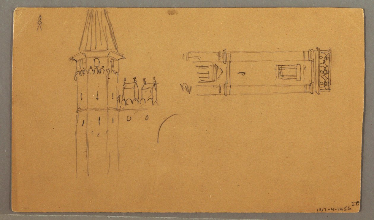 Desenho, Planícies, Estudos de Arquitetura, 4 de junho de 1868 de Frederic Edwin Church