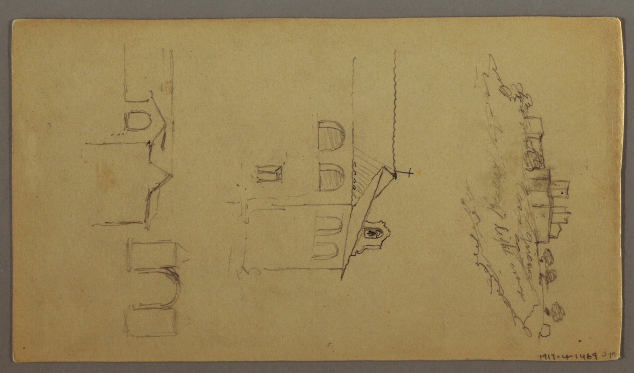 Desenho, Reto: Em branco; Verso: Fortree on Hilltop, Two c, Gateway, possivelmente 1868-69 de Frederic Edwin Church