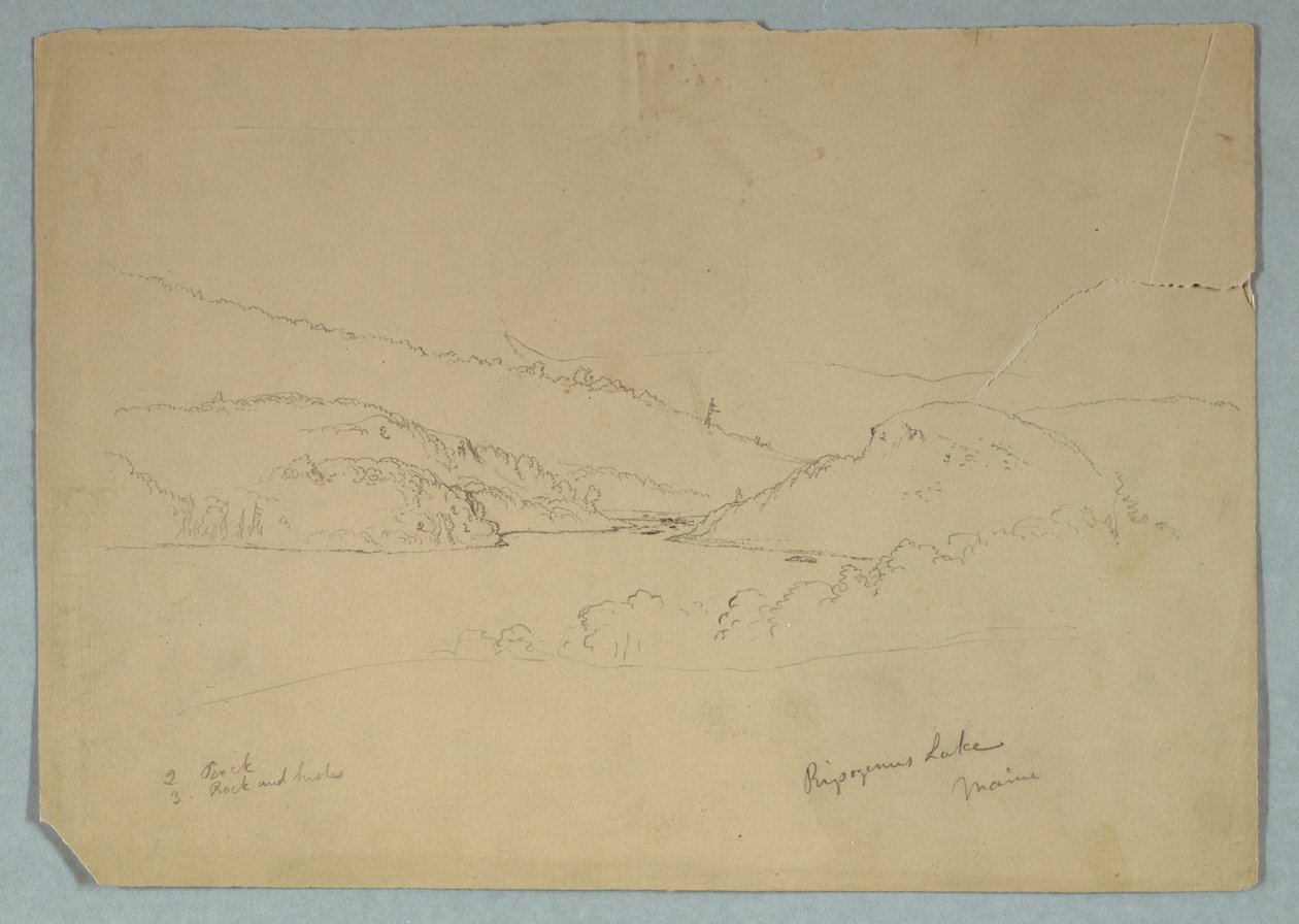 Desenho, Lago Ripogenus, ca. 1855 de Frederic Edwin Church