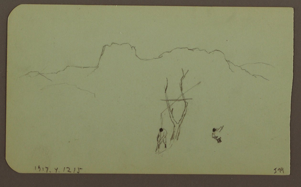 Desenho, Parede de Rocha, Pilastra; Verso: Paisagem de Montanha, Figuras, 1883 de Frederic Edwin Church